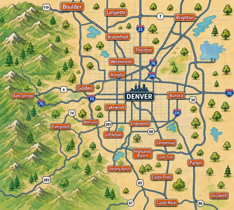 Mountain Goat Junk Co. service area map - Denver Metro